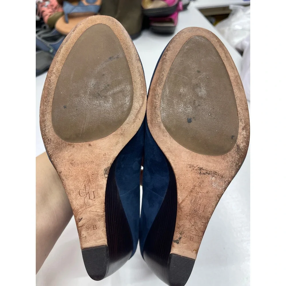 Cole Haan Nike Air Blue Suede Wedge Pumps Shoes Womens 9.5 B D40826